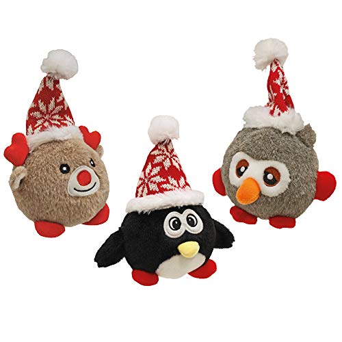 Croci Xmas Toy Ball für Hunde, aus Gummi, TPR und Plüsch, 14 cm, Verschiedene Motive – 94 g von Croci