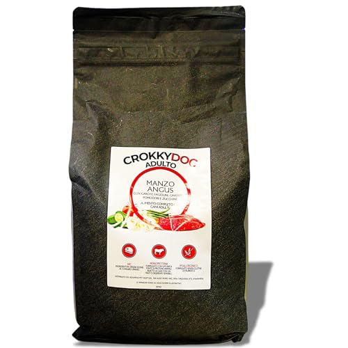 Crokky Dog Futter für ausgewachsene Hunde, Medium Large – Angus Rindfleisch – für den menschlichen Verzehr geeignete Inhaltsstoffe – Einzigartige Proteinquelle – Formel ohne Weizengluten – 2 kg von Crokky