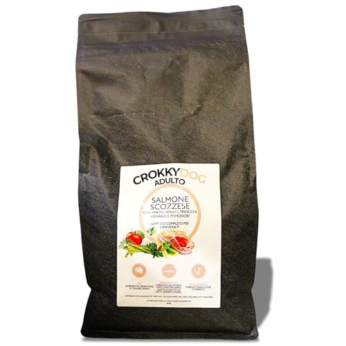 Crokky Dog Hundefutter für ausgewachsene Hunde, mittelgroß, schottischer Lachs, für den menschlichen Verzehr geeignete Zutaten, einzige Proteinquelle, Formel ohne Weizengluten – 2 kg von Crokky