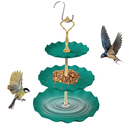 Croovepi Vogelfutterstation und Badewanne – 3-stöckige Vogeltränke Futternäpfe – Haustierzubehör, , Wasser-Futterschale für Sittiche, Wellensittiche, Spatz von Croovepi