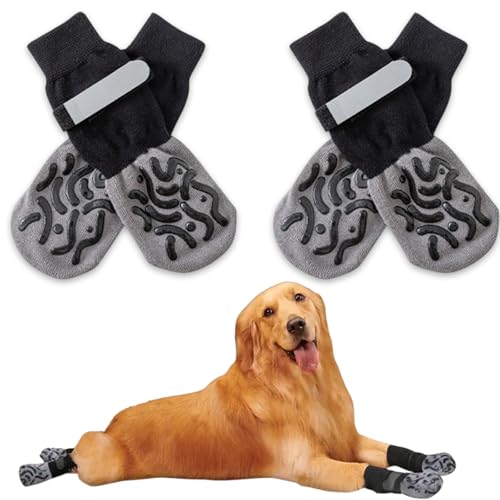 Rutschfeste Hundesocken, Hartholzböden, Wanderschuhe für verletzte Pfoten, heißes Wetter/Winter, verhindert Lecken, Traktionskontrolle, kein Verdrehen, für kleine, mittelgroße und große ältere Hunde Rutschfeste Hundesocken, Hartholzböden, Wanderschuhe für verletzte Pfoten, heißes Wetter/Winter, verhindert Lecken, Traktionskontrolle, kein Verdrehen, für kleine, mittelgroße und große ältere Hunde von Crrynuo