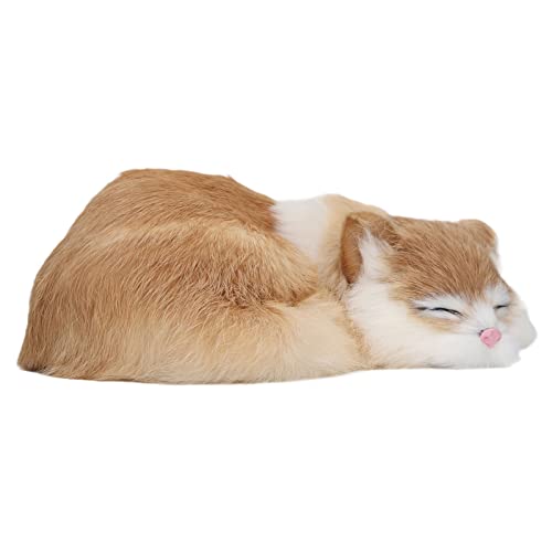 Cryfokt Dekorative Schlafende Katzenfigur, Schlafendes Plüschkatzenspielzeug, Flauschige, Realistische Simulation für das Büro von Cryfokt
