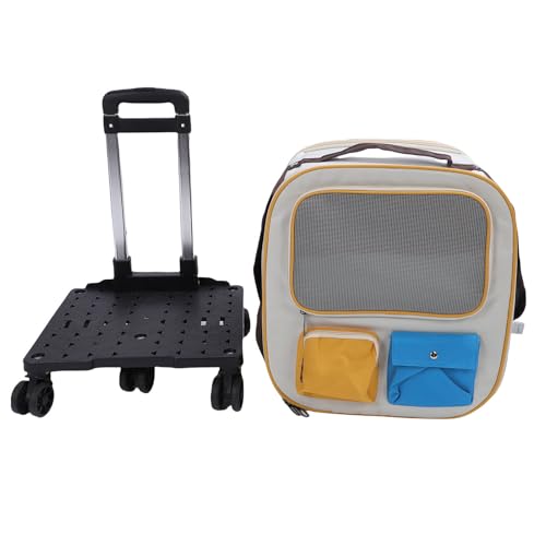 Cryfokt Pet Carrier Pet Soldat Sperle, 2 -in 1 - Träger mit Atmungsaktivem Fenster, Große Kapazität Tragbarer Rolling Cat Dog Trägerbeutel Zum Reisen, Wandern, Außengebrauch (Blue) von Cryfokt