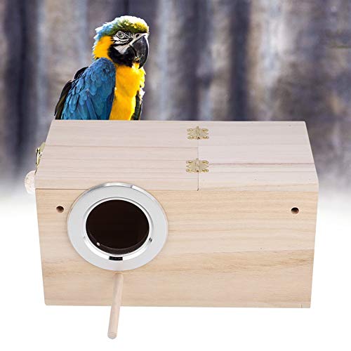 Cryfokt Vogelnest Vogelzuchtbox 9,6 X 5,1 X 5,1 Zoll Vogelzuchthaus aus Holz mit Ständer für Papageien, Nymphensittiche, für Sittiche, Turteltauben (Linke Öffnung) von Cryfokt