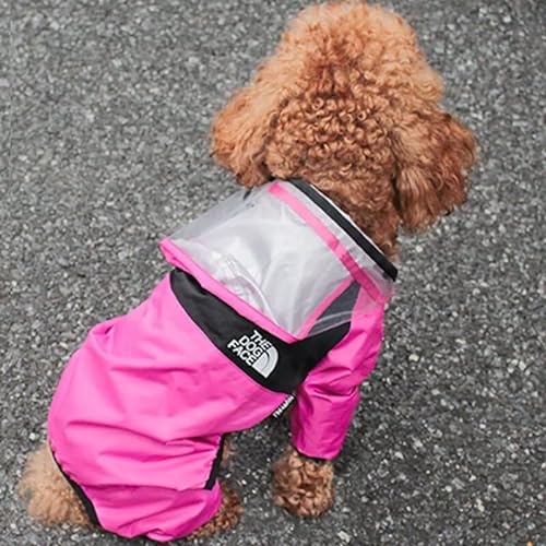 Wasserdichter Regenmantel für Hunde, reflektierend, mit Kapuze, wasserdicht, für kleine Hunde, Outdoor-Bekleidung (Rosa, M) von Crysdaralovebi