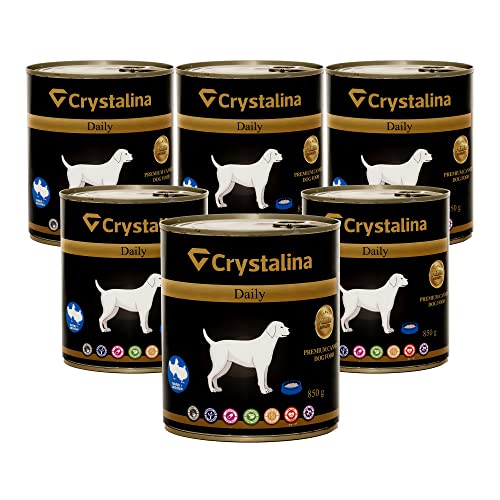 Crystalina Daily Premium Hundefutter Adult mit Puten- und Hühnerfleisch | Konservierte Hundefutter in | EIN hoher Fleischanteil von bis zu 87% | Ohne Weizen | 6er Pack (6 x 850 g) von Crystalina