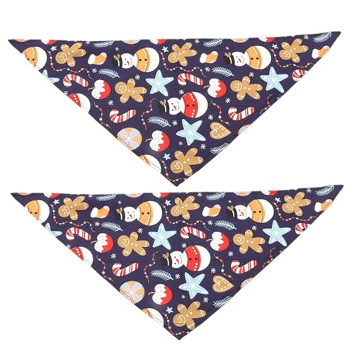2pcs Weihnachtshunde Bandanas Baumwolldreieck niedliche Hund Weihnachtsbandana Schal Xmas Haustier Kostümzubehör von Csafyrt