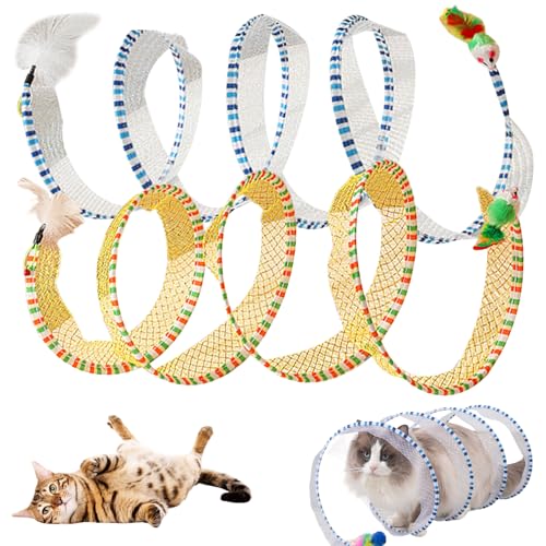 Cat Spiral Tunnel Toy 2pcs 25, 6 x 9, 8 in S-förmigen geräumigen, plüschigen Jagdspielzeug faltbarem selbstspielbarer interaktiver Röhrchen für Innenkatzen, Kaninchen, Welpen (Blau & Gelb) von Csafyrt