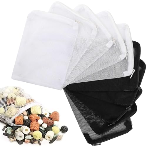 Csafyrt Aquariumfilterbeutel 10pcs 6x8in korrosionsresistente Polyester-Reißverschluss-Aquarium-Medienbeutel für Aktivkohle, Biosphären, Keramikringe von Csafyrt