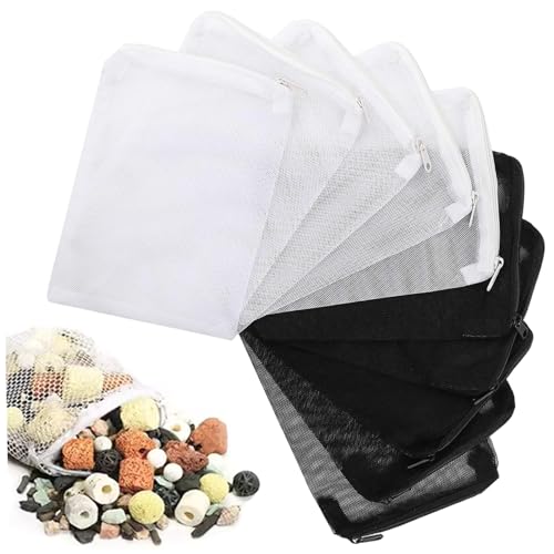 Csafyrt Aquariumfilterbeutel 10pcs 6x8in korrosionsresistente Polyester-Reißverschluss-Aquarium-Medienbeutel für Aktivkohle, Biosphären, Keramikringe von Csafyrt