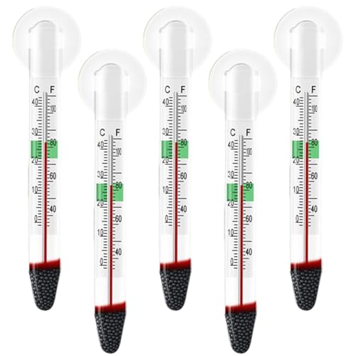 Csafyrt Aquariumthermometer 5 -Pack -Fischtankmessgerät mit Saugnapfbecher -Gla -Indikator von Csafyrt
