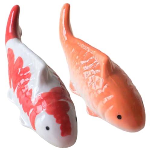 Csafyrt Fake Fish 2pcs Keramik Koi Fischdekor 3, 9x1, 4x1, 6 Zoll Realistisches schwimmendes Aquariumdekor für Fairy Garden Pond Fountain von Csafyrt