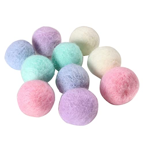 Csafyrt Haustier Wollkugel Filz spompoms lustig entzückende Bunte, weiche, ruhige Felzdstoffkugeln für Katzenliebhaber Handwerksbedarf 2 cm 10pcs von Csafyrt