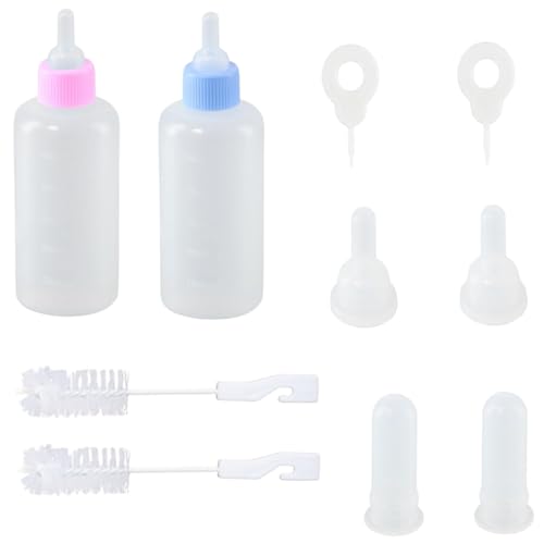 Csafyrt Kätzchenflasche Fütterungskit kleine Kätzchenflasche mit Reinigungsbürste und Ersatznippeln für Neugeborene Haustiere Welpen Kaninchen kleine Tiere von Csafyrt