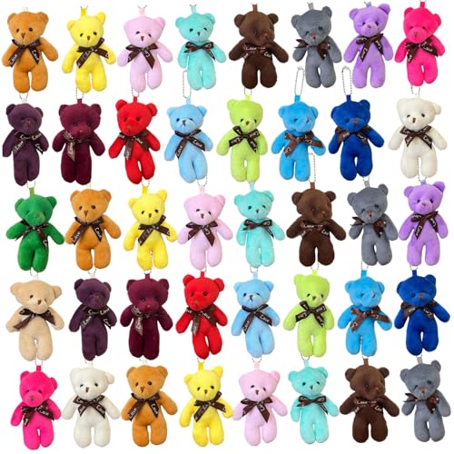 Csafyrt Mini Teddybären 48pcs 4,7x2,8 Zoll Plüsch Kleiner Teddybär Bunte Mini Stofftiere für DIY -Schlüsselbeutelhandwerk von Csafyrt