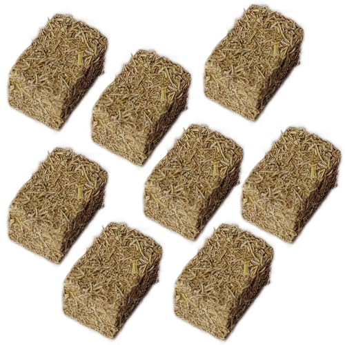 Csafyrt Miniatur -Heuballen 8pcs Simulation Holz DIY Dekoratives falsches Heu für Handwerk Faux Mini Ballen für Dollhouse Toy Farm, Rechteck von Csafyrt