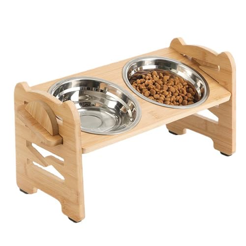 Double Cat Bowl 2in1 Höhenverstellbar aus Edelstahl -Katzenschalen mit Ständer für Innenkitty und kleine Hunde von Csafyrt
