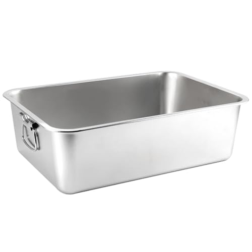 Edelstahl -Katzentoilette mit Griff 15.8x11.8x5,9in Hochseiten Metalldrüsenbox rostfeste Kratzfeste extra große Katze für Katzen Kaninchen von Csafyrt