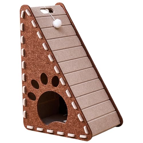 Filzkatze Kratzer 12x16x24 Triangular Cat Scratcher mit Plüschkugel Innenbett Nicht -Schuppen kratzfestes Kätzchen Kratzer und Grau von Csafyrt