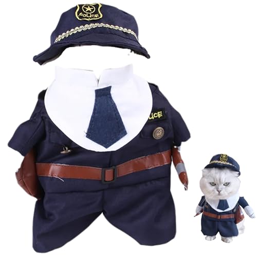 Haustier Halloween Kostüm süße lustige Hundepolizeipolizei Kostüm Polyester Katzenpolizei beinhaltet Anzug und Hut dekorative Haustierkostüme für Party Dress -up Film Requisite l von Csafyrt