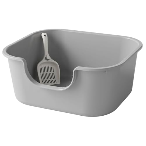 Hochseitige Katzentoilette, 8x18.5x16 Anti -Spritzer -Open -Katzentoilette mit Schaufel, schlankem und einfachem praktischem PP -Plastik -Katzen -Katze -Becken für den Gebrauch zu Hause oder im Freie von Csafyrt