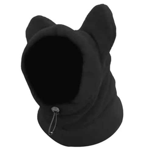 Hund Snood mit Ohren Wärme Polar Fleece Hundeohrmuffs Geräuschschutz Ohrhülle mit Kordelangelung Erleichterung Schwarzer Kopf Wrap für den Winter, m von Csafyrt