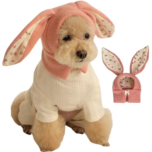 Hund Winterhut mit niedlichen Kaninchenohren weich war warmes Polyester -sicherer Hundeshüte für kleine Hunde auf warmen Herbst Winter Zierfoto Requisiten halten von Csafyrt