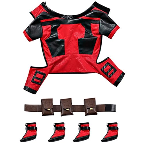 Hunde Halloween Kostüm 1 Set Superhelden -Hundekostüm Beinhaltet Kleidung Stiefel Gürtel Nylon schwarz & rote Kostüme für kleine Hunde s s von Csafyrt
