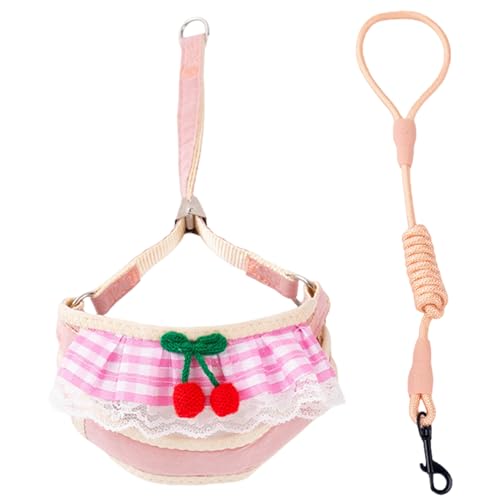 Hundekabelbaum und Leine Set Spitzendesign Niedliche Kirsche weich atmungsableer Welpenkabelbaum und Leinen -Set m von Csafyrt