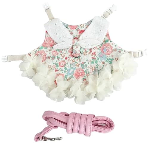 Kaninchengurt und Leinen -Set, Blumenhasenkleidung mit 4 Fuß Leinen kleine Tierkleidung für Kätzchen Frettchen Chihuahua Welpe und mehr von Csafyrt