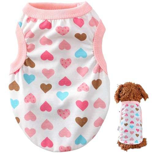 Kleine Hundekleidung Baumwolle süßes Hundehirt mit Herzmuster Frühling Sommer weiche atmungsbezogene Haustiere Outfit für Chihuahua Shih Tzu Yorkshire Welpen Katzen von Csafyrt