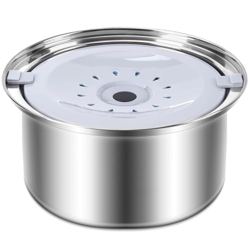 Csafyrt Langsame Wasserschüssel für Hunde 4L ohne verschüttete Edelstahlhundwasserschale mit Filter 10x10x5 abnehmbares Waschwert von Csafyrt