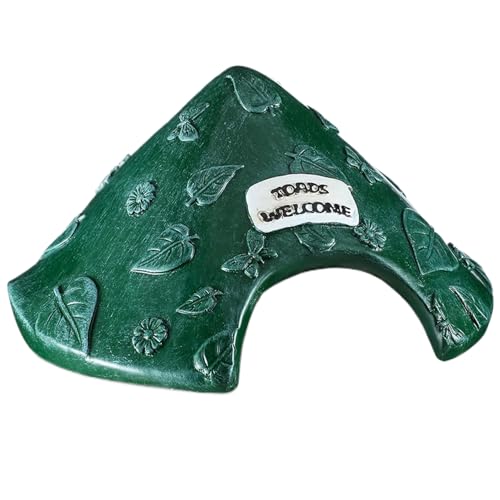 Toad House 8x4in Blattmuster Frosch House Harz Schutzbeschwerde Habitat mit Begrüßungsschild süß für Außengarten Zoo Aquari von Csafyrt