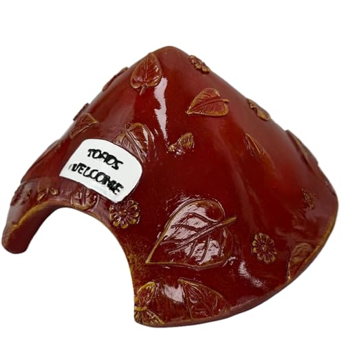 Toad House 8x4in Blattmuster Frosch House Harz Schutzbeschwerde Habitat mit Begrüßungsschild süß für Außengarten Zoo Aquari von Csafyrt