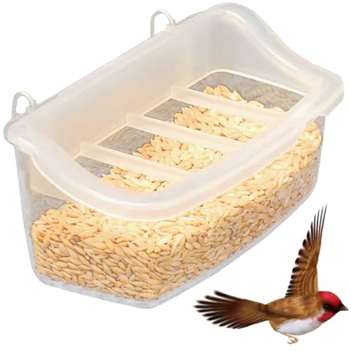 Vogelhäuschen für Käfig, 4x2x1.5 Plastik Vogelkäfig -Feeder, klarer sichtbarer Lebensmittelbehälter mit Schnalle für Papageien Lovebirds Canary Finch Rabbit von Csafyrt
