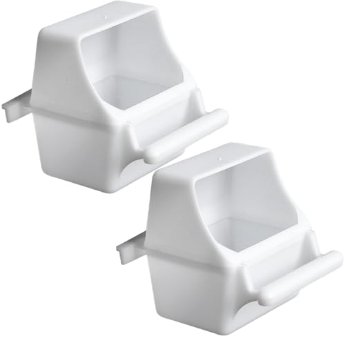 Vogelkäfig-Feeder 2pcs 3x2x3.5 spritzbrichtssicherer weißer Kunststoff-Vogel-Futterhäusch Vogelkäfig-Feeder 2pcs 3x2x3.5 spritzbrichtssicherer weißer Kunststoff-Vogel-Futterhäusch von Csafyrt