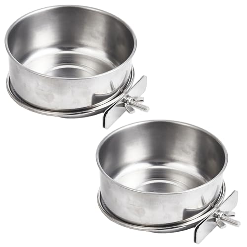Vogelkäfigfutter 2pcs 4x2 Schraubenhalterung Edelstahl Vogelhäuschen für Käfig Easy Wäsche Wasserschalen für Sitticheet Cockatiels von Csafyrt
