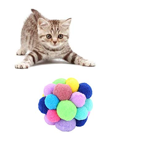 Csheng Katze Bälle Bunte Handgemachte Glocke Ball Haustier Spielzeug Katze Spielzeug Bouncy Ball Katze Spielzeug Ball Katze Spielzeug Für Indoor Katzen Interaktiv Kätzchen Spielzeug 5cm von Csheng