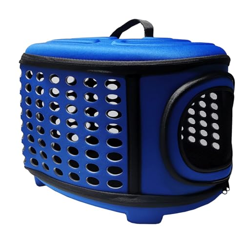 Zusammenklappbare Tragetasche für Katzen, hart, Reise-Haustier-Tragetasche, Tasche für kleine Hunde, für Autoreisen, mit Belüftung, Meerschweinchen, 2 kleine Katzen, Käfig für Hundekäfig (blau) von CsplYadee
