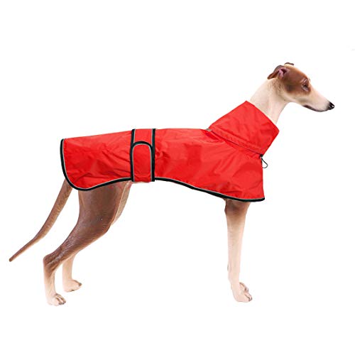 Ctomche Hunde-Regenmantel, wasserabweisend, Haustier-Regenmantel mit reflektierenden Streifen, verstellbare Haustierkleidung, leichte Regenjacke für kleine, mittelgroße und große Hunde, Rot von Ctomche