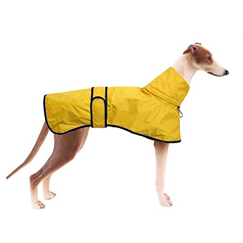 Ctomche Hunde-Regenmantel, wasserabweisend, Haustier-Regenmantel mit reflektierenden Streifen, verstellbare wasserdichte Kleidung, leichte Regenjacke für kleine, mittelgroße und große Hunde, gelb-XS von Ctomche