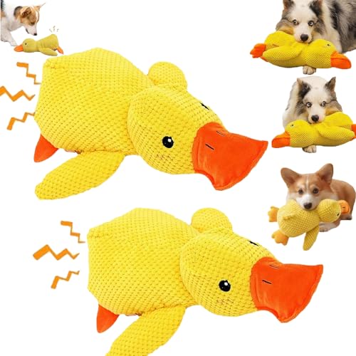 Cuaojk Ente Gelb Hund, Gelbe Ente Für Hunde, Hundespielzeug Anti Stress, Süße Spielzeugente, Quack-Quack Duck Hundespielzeug, Spielzeug Für Haustiere (2 Stück, Large(18 * 15 inches)) von Cuaojk