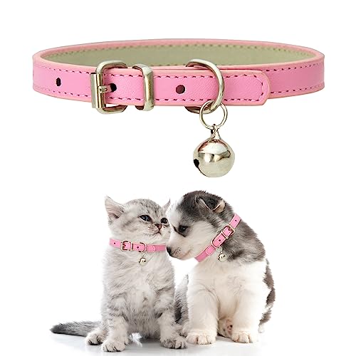 Cuayaes Welpenhalsband für Kätzchen, Rosa Kitten Halsbänder Verstellbares Welpen Halsbänder,Katzenhalsband mit Glocke,Soft Halsband Leder für kleine Hunde und Katzen Cuayaes Welpenhalsband für Kätzchen, Rosa Kitten Halsbänder Verstellbares Welpen Halsbänder,Katzenhalsband mit Glocke,Soft Halsband Leder für kleine Hunde und Katzen von Cuayaes