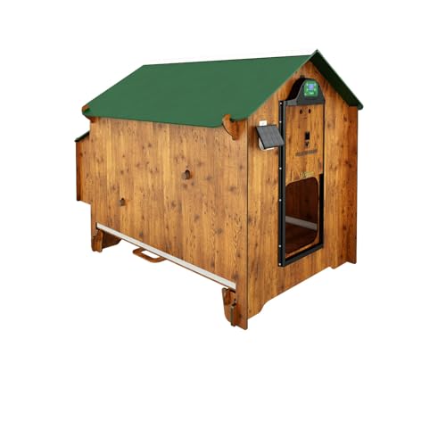 CUCCIOLOTTA Hühnerstall für den Garten für 6 Hühner Polly Classic L aus Laminat hpl Anti-Milben rot mit abnehmbarer Schublade 2 Sitzstangen 2 Nester + automatische Tür Chicken Guard Premium von CUCCIOLOTTA