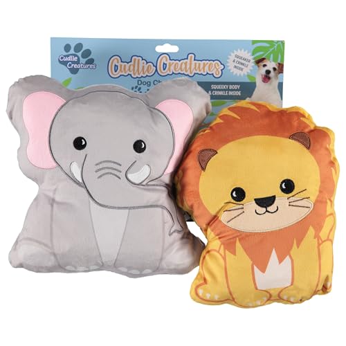 Cudlie 2 Stück Plüsch-Kauspielzeug für Hunde – großes 25,4 cm Quietschspielzeug für kleine und mittelgroße Hunde – weich, langlebig und ansprechendes Plüsch-Haustierspielzeug-Set – (Safari-, Bauernhof Cudlie 2 Stück Plüsch-Kauspielzeug für Hunde – großes 25,4 cm Quietschspielzeug für kleine und mittelgroße Hunde – weich, langlebig und ansprechendes Plüsch-Haustierspielzeug-Set – (Safari-, Bauernhof von Cudlie