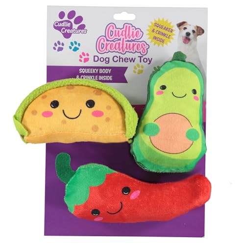 Plüsch-Kauspielzeug für Hunde, weich, quietschend, für kleine Hunde, 10,2 cm, langlebig, niedliches und sicheres Haustier-Spielzeug-Geschenkset (Lebensmittel, Obst, Bauernhof, Zoo und von Cudlie