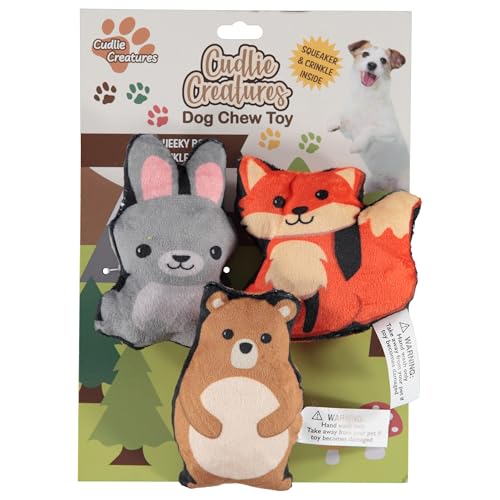Plüsch-Kauspielzeug für Hunde, weich, quietschend, für kleine Hunde, 10,2 cm, langlebig, niedliches und sicheres Haustier-Spielzeug-Geschenkset (Lebensmittel, Obst, Bauernhof, Zoo und von Cudlie