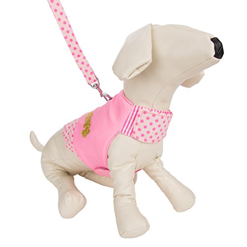 CueCue Pet Pink Love Polka Dot Choke Free Harness with Leash, Large, Pink von CueCue Pet