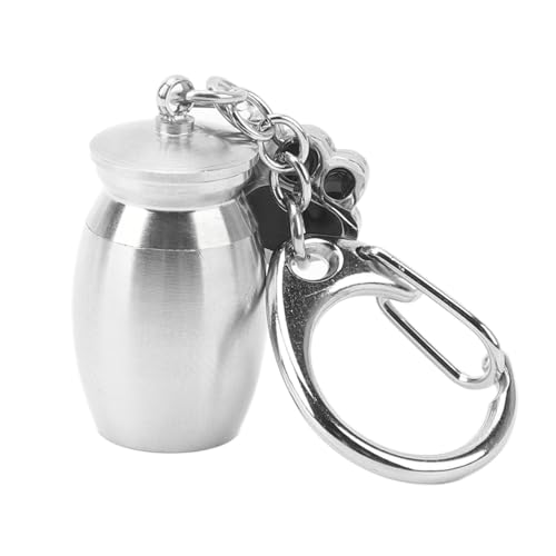 Cufaee Haustier Urnenschlüsselkette, Edelstahl Haustier Asche Schlüsselbund, Hunde Andenken -Verfeinerung Schmuck für Asche, Haare und Nägel (Silber) von Cufaee