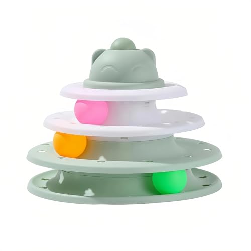 Cuifati Cat Roller Ball Toy, 3 Tracks Plastic Cat Turntable Toy, Kitten Tower Toy mit 3 bunten Bällen, für mehrere Indoor-Katzen von Cuifati